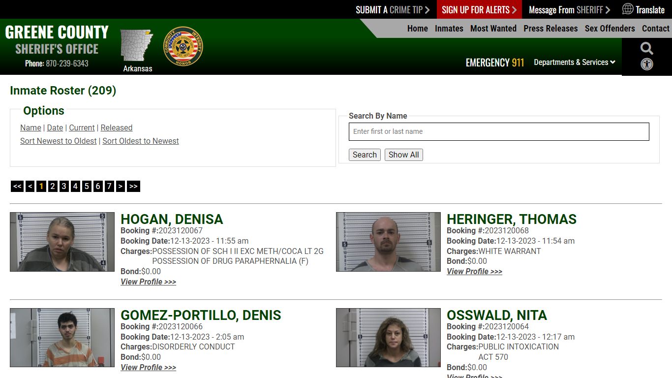 Inmate Roster (247) - Greene County AR Sheriff's Office